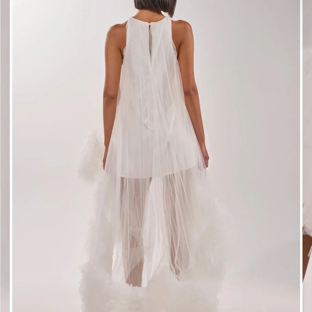 AKIRA White High-Low Feathered Mini Dress - Picture 3 of 3